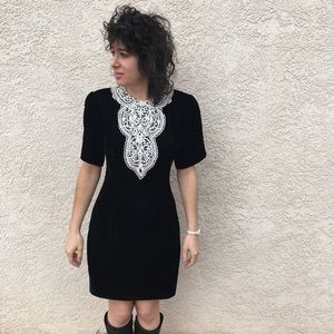 vintage 80s black velvet party dress